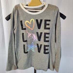 Justice Long Sleeve LOVE Glitter Letter Shirt Size 8